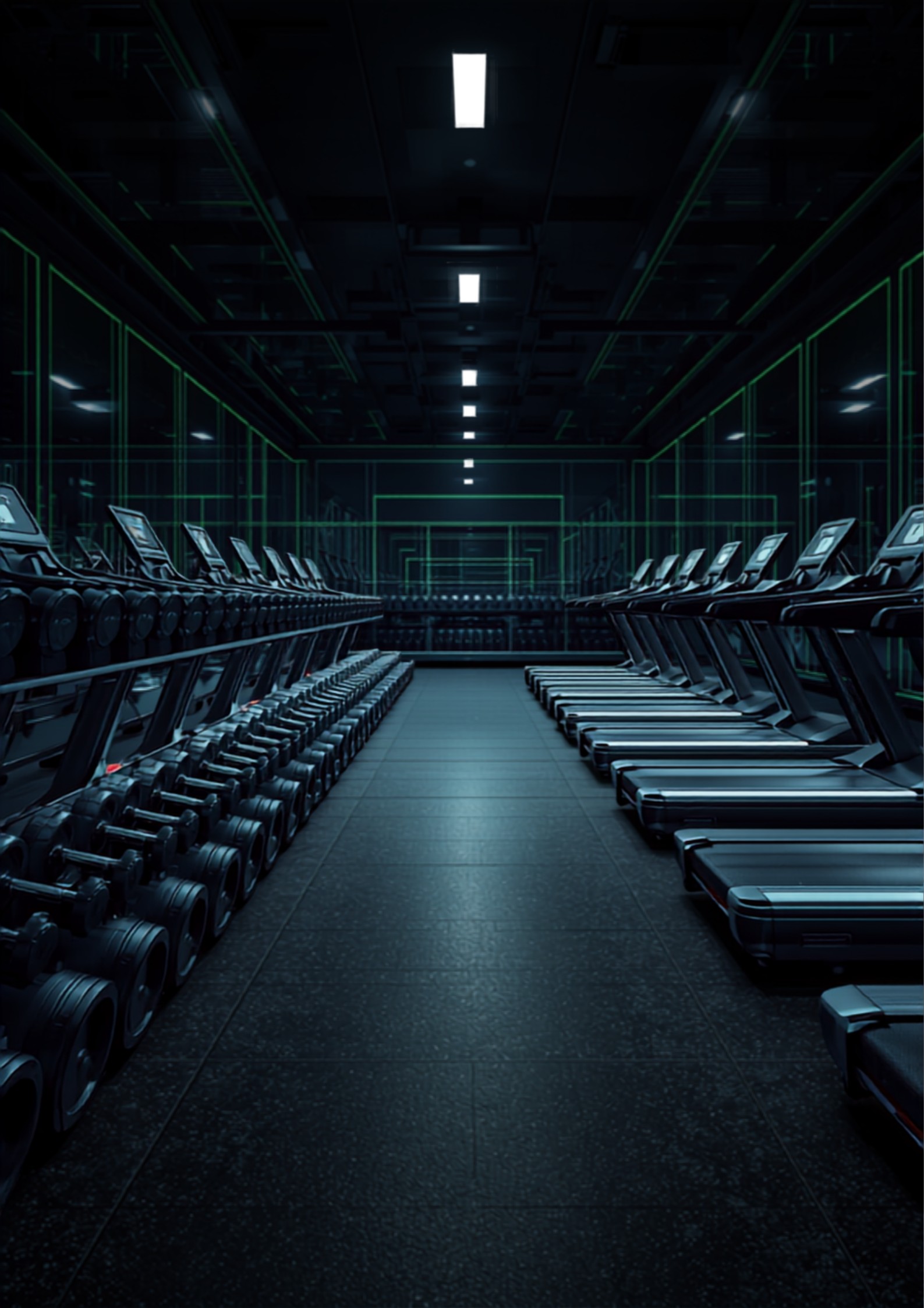 Interior da academia com equipamentos modernos